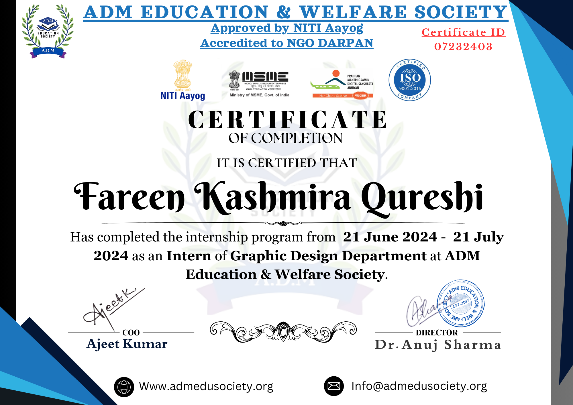 Internship Certificate